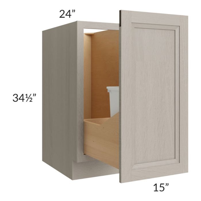 Catalina Mist 15" Full Height Door Base Cabinet with Single Trashcan Pullout