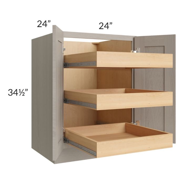 Catalina Mist 24" Full Height Base Cabinet with 3 Rollout Trays