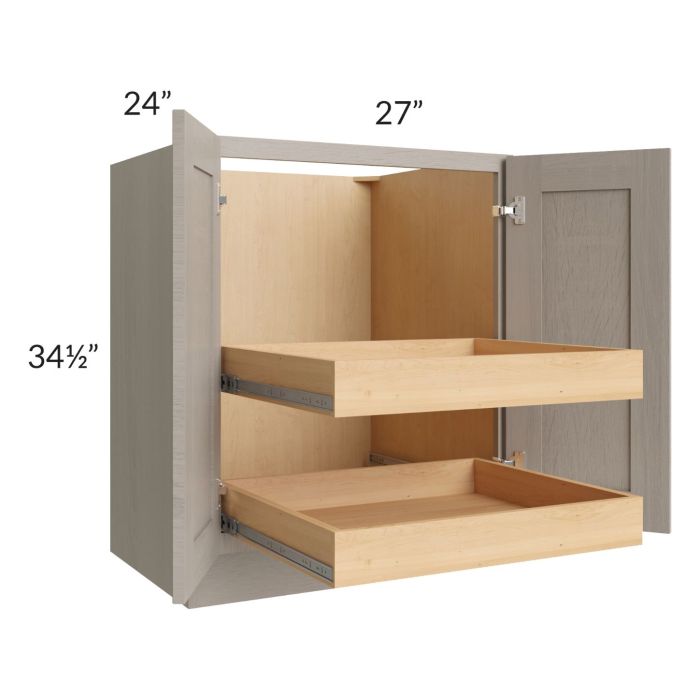 Catalina Mist 27" Full Height Base Cabinet with 2 Rollout Trays