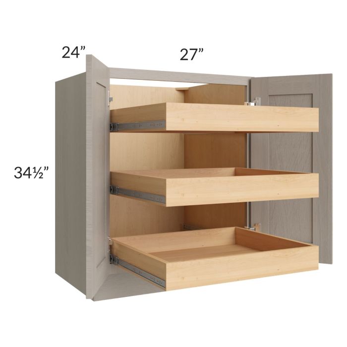 Catalina Mist 27" Full Height Base Cabinet with 3 Rollout Trays