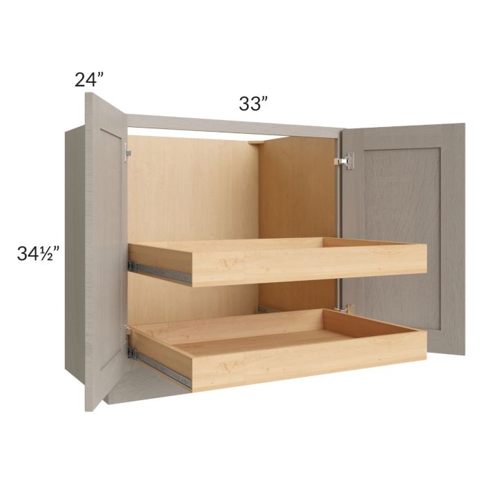 Catalina Mist 33" Full Height Base Cabinet with 2 Rollout Trays