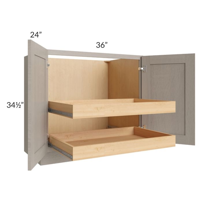 Catalina Mist 36" Full Height Base Cabinet with 2 Rollout Trays