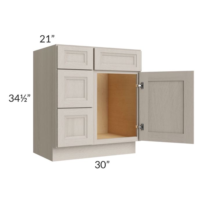 Catalina Mist 30" Vanity Base Cabinet (Drawers on Left)