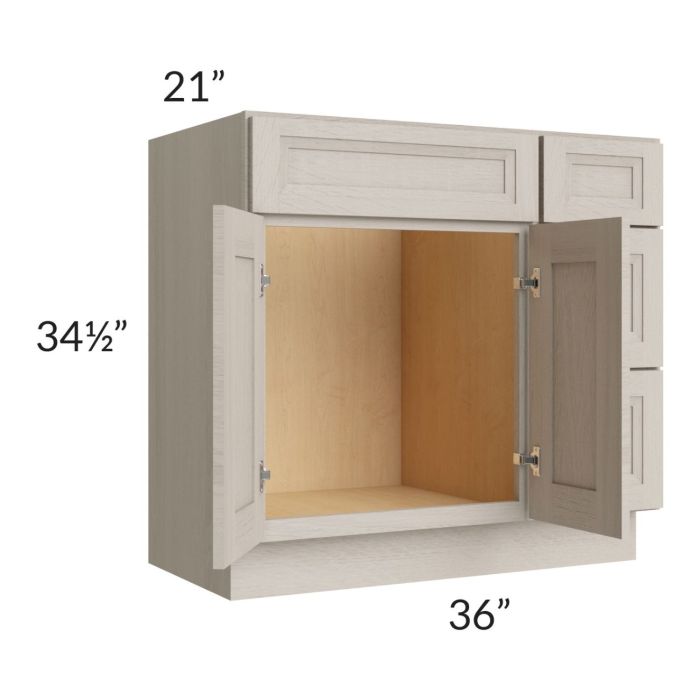 Catalina Mist 36" Vanity Base Cabinet (Drawers on Right)