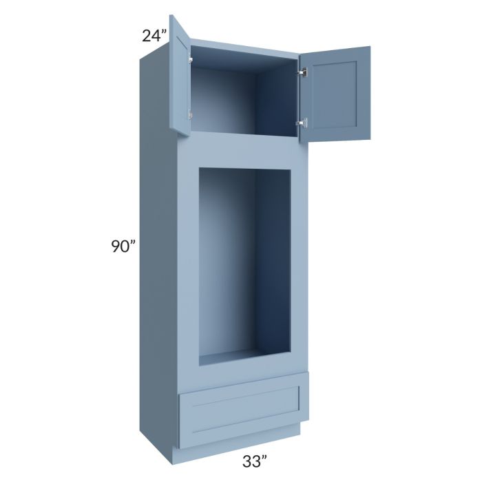 Sky Blue Shaker 33x90 Double Oven or Oven/Microwave Cabinet