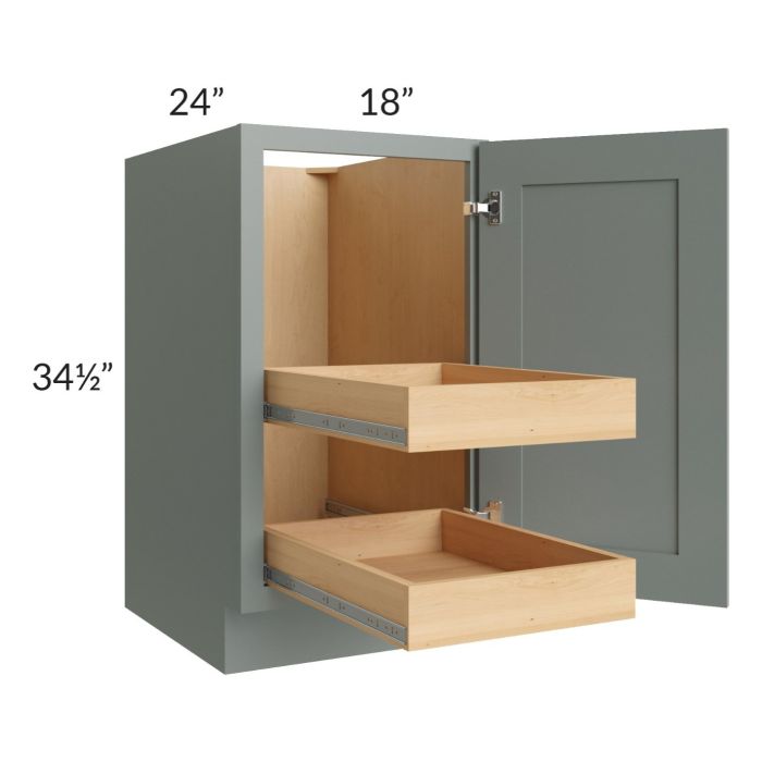 Catalina Meadow Green 18" Full Height Door Base Cabinet with 2 Rollout Trays