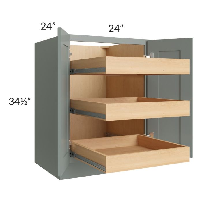 Catalina Meadow Green 24" Full Height Base Cabinet with 3 Rollout Trays