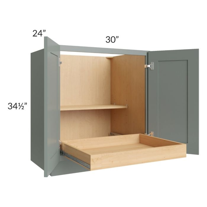 Catalina Meadow Green 30" Full Height Base Cabinet with 1 Rollout Tray