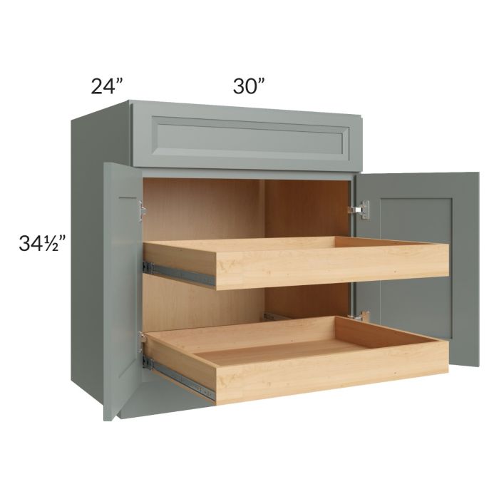 Catalina Meadow Green 30" Base Cabinet with 2 Rollout Trays