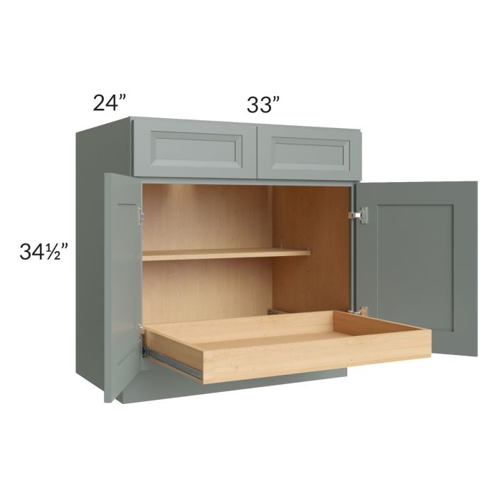 Catalina Meadow Green 33" Base Cabinet with 1 Rollout Tray