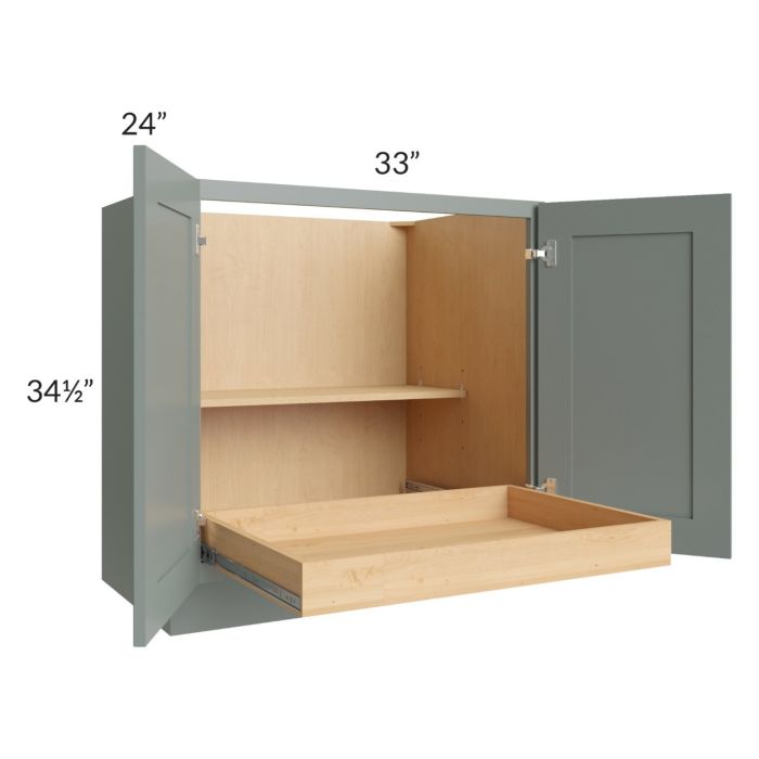 Catalina Meadow Green 33" Full Height Base Cabinet with 1 Rollout Tray