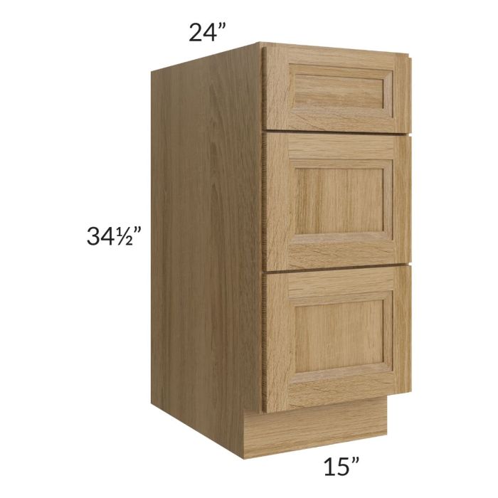 Catalina Toffee 15" 3-Drawer Base Cabinet