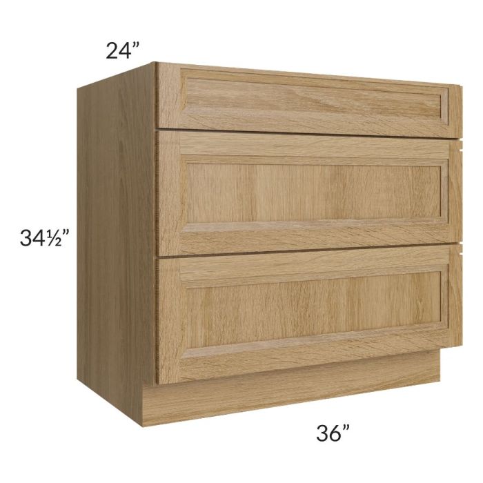 Catalina Toffee 36" 3-Drawer Base Cabinet