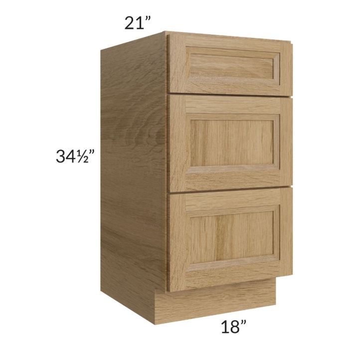 Catalina Toffee 18" 3-Drawer Vanity Base Cabinet