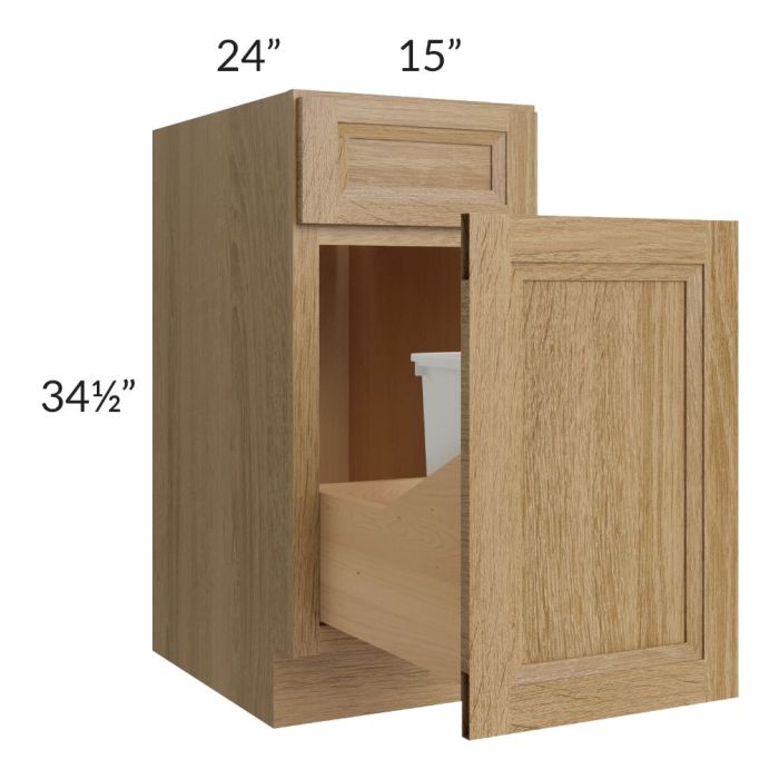 Catalina Toffee 15" Base Cabinet with Single Trashcan Pullout