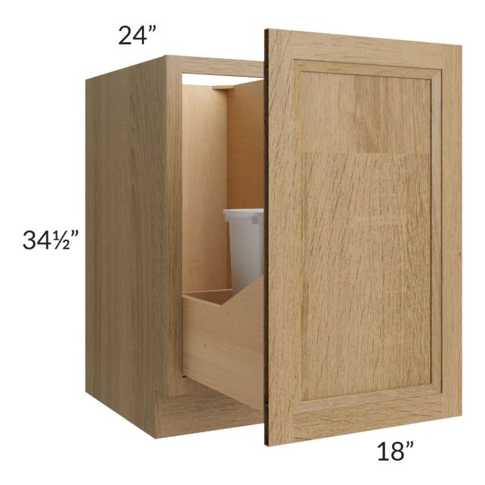 Catalina Toffee 18" Full Height Door Base Cabinet with Double Trashcan Pullout