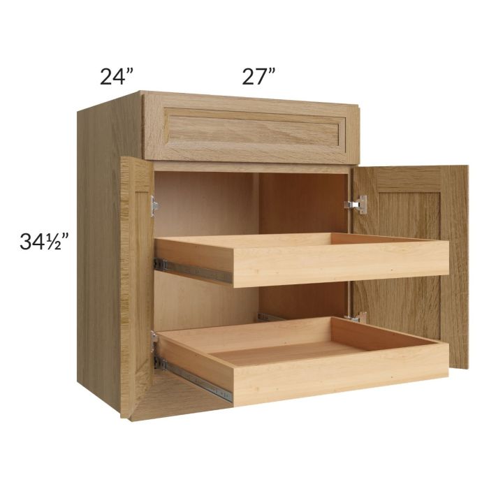 Catalina Toffee 27" Base Cabinet with 2 Rollout Trays