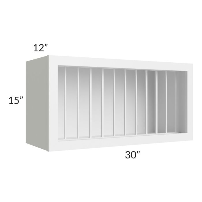 Stratton White Shaker 30x15 Plate Rack Cabinet
