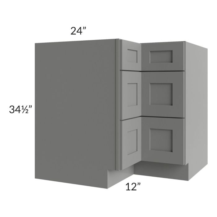 Shale Grey Shaker 36" Corner Three Drawer Base Cabinet