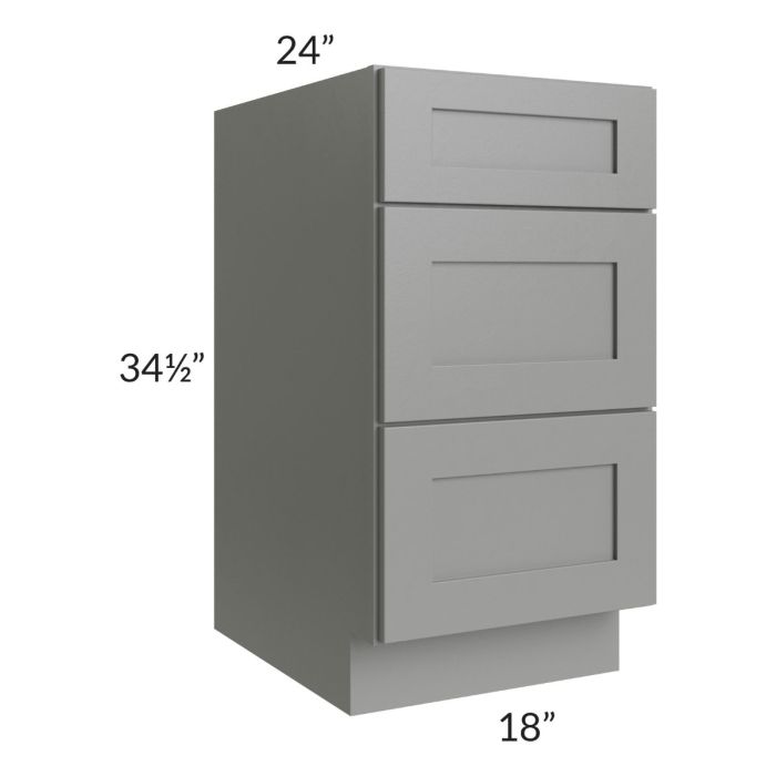 Shale Grey Shaker 18" 3-Drawer Base Cabinet