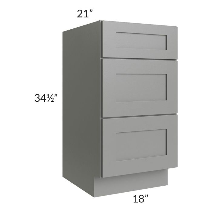 Shale Grey Shaker 18" Vanity Three Drawer Base Cabinet