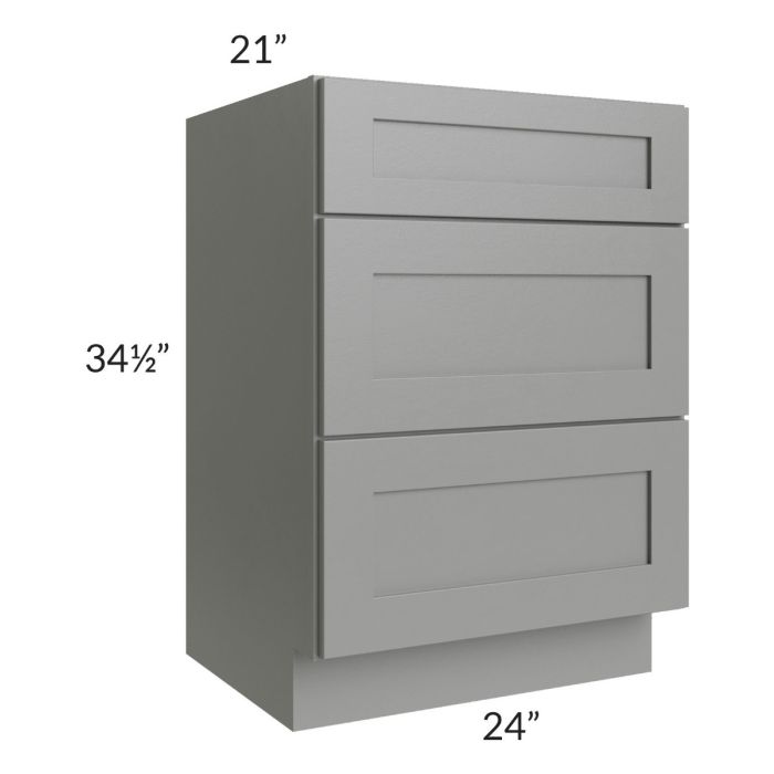 Shale Grey Shaker 24" Vanity Three Drawer Base Cabinet