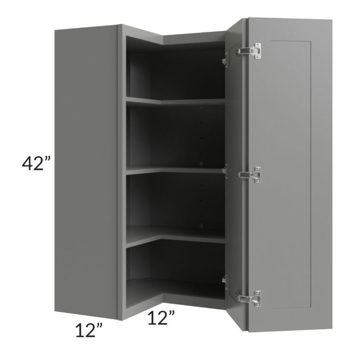 Shale Grey Shaker 24x42 Easy Reach Corner Wall Cabinet