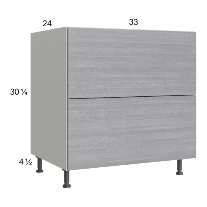 Euro Grey 33" 2-Drawer Range Base Cabinet