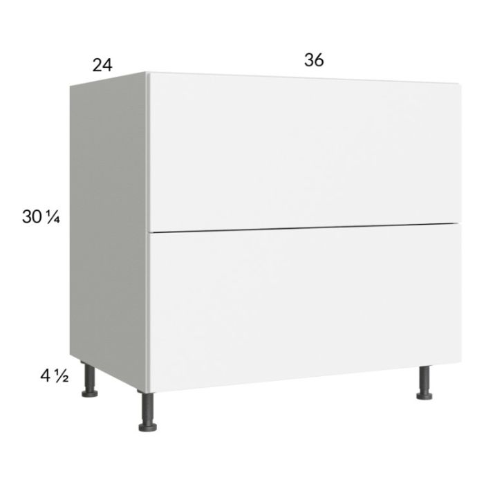 Euro Gloss White 36" 2-Drawer Range Base Cabinet