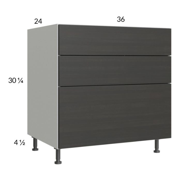 Euro Cafe 36" 2-Drawer Range Base Cabinet with 1 False Drawer Front