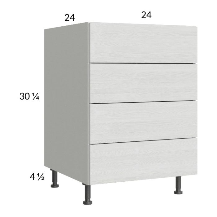 Euro White Grain 24" 3-Drawer Range Base Cabinet with 1 False Drawer Front