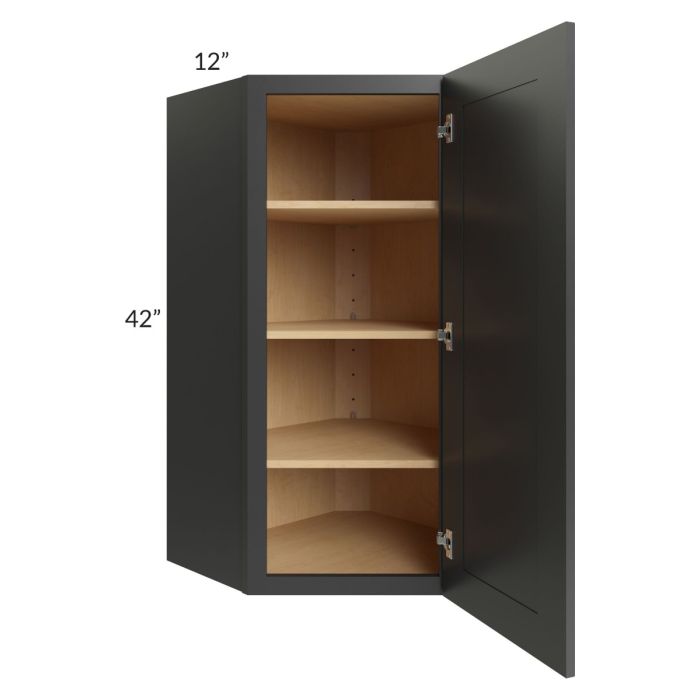 Royal Ebony Shaker 24x42 Wall Diagonal Corner Cabinet