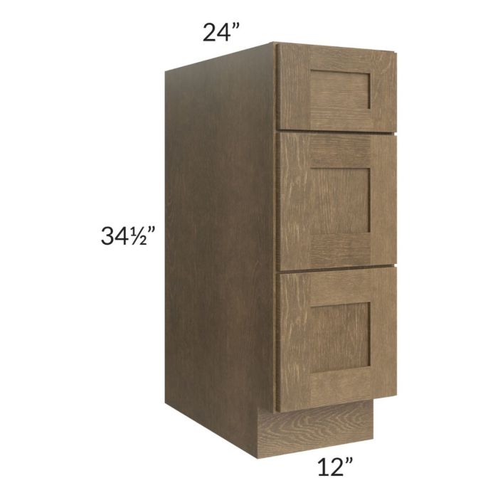 Royal Bronze Shaker 12" 3-Drawer Base Cabinet