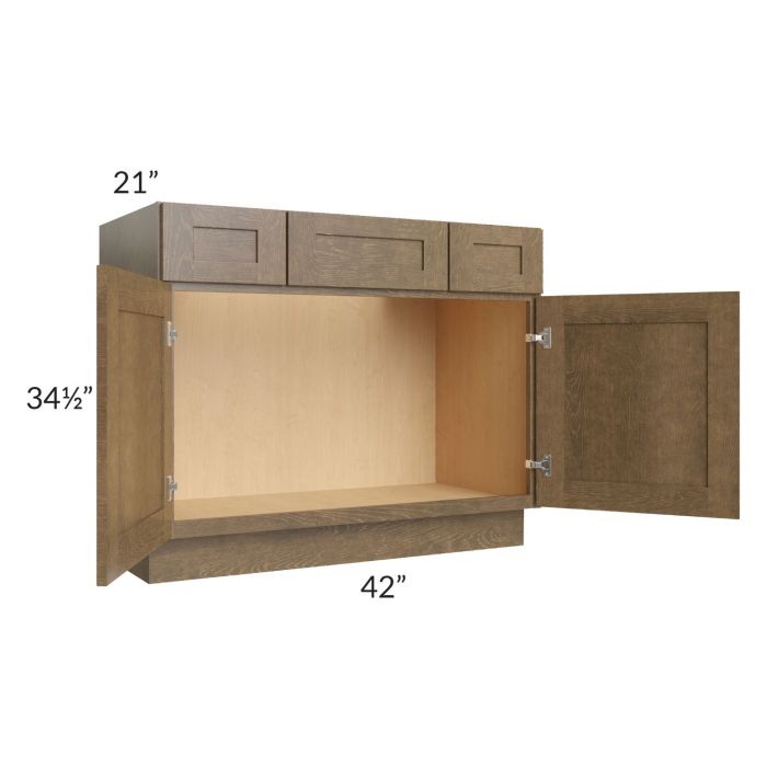 Royal Bronze Shaker 42" Vanity Sink Base Cabinet with Drawers