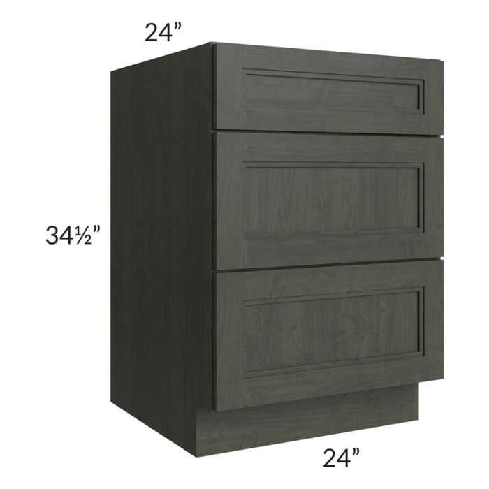 Charlotte Dark Grey 24" 3-Drawer Base Cabinet