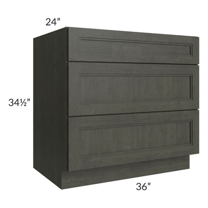 Charlotte Dark Grey 36" 3-Drawer Base Cabinet