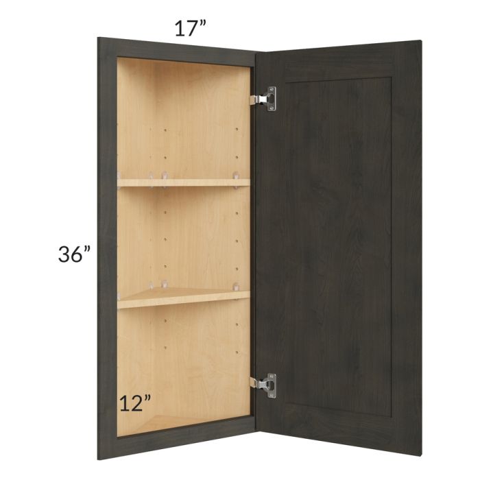 Charcoal Grey Shaker 12x36 Angle Wall Cabinet