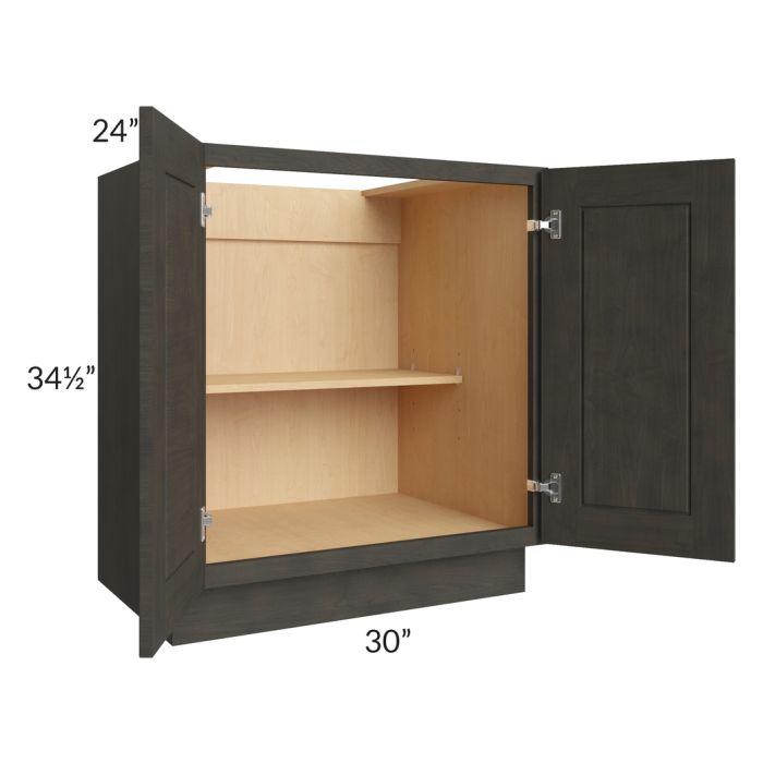 Charcoal Grey Shaker 30" Full Height Door Base Cabinet