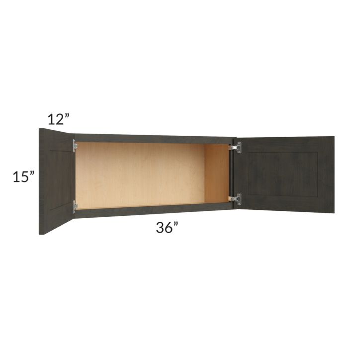Charcoal Grey Shaker 36x15 Wall Cabinet 