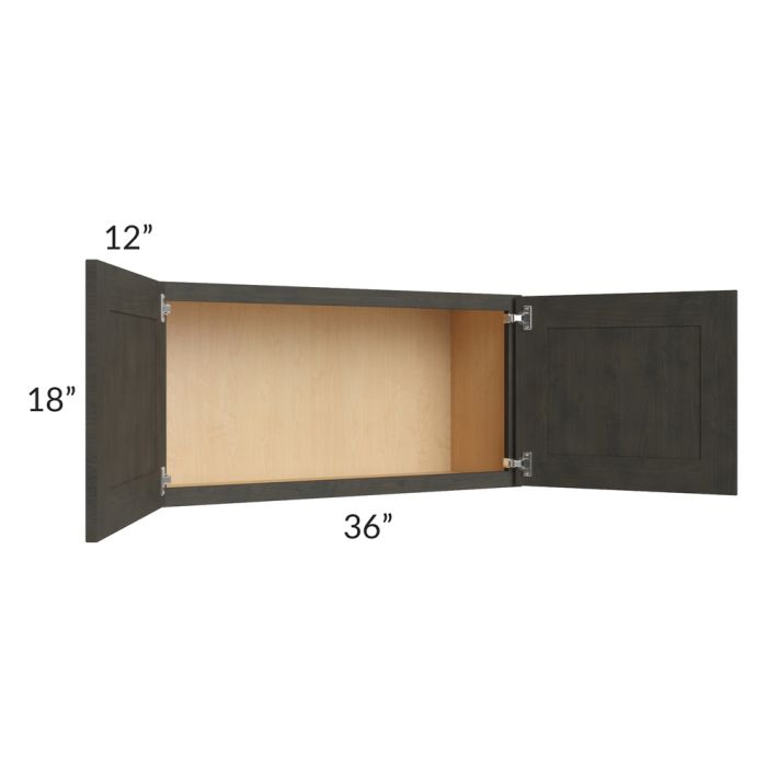 Charcoal Grey Shaker 36x18 Wall Cabinet 