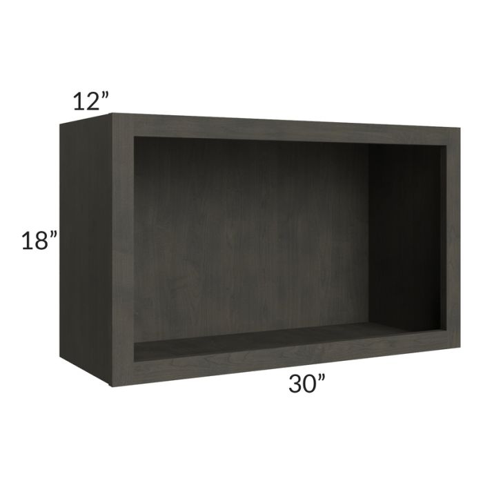 Charcoal Grey Shaker 30" Wall Open Cabinet