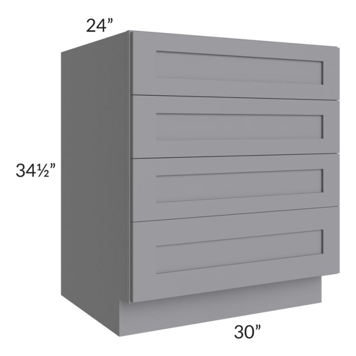 Graphite Grey Shaker 30" 4-Drawer Base Cabinet