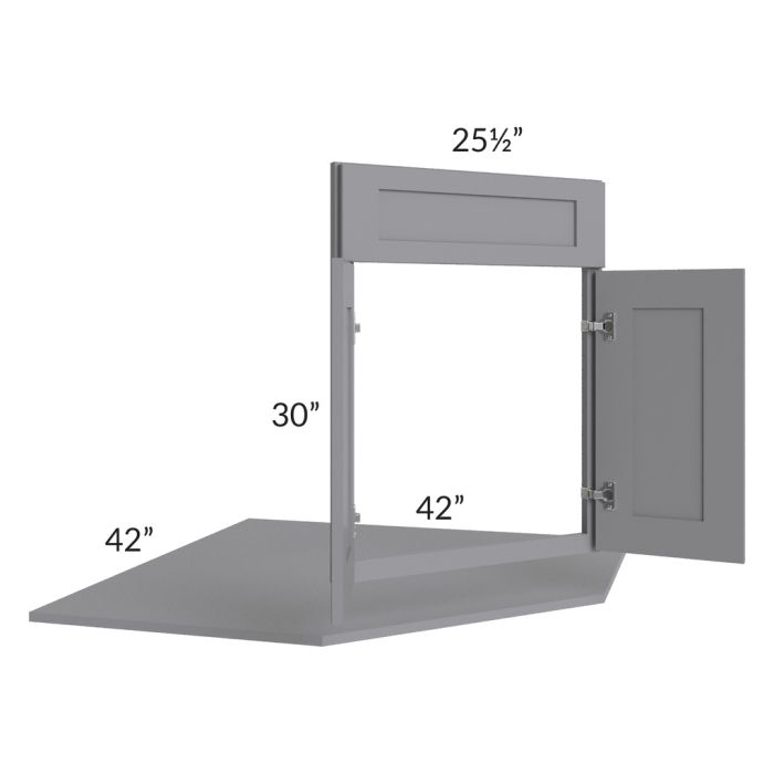 Graphite Grey Shaker Corner Sink Base Front and Floor
