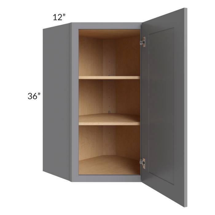 Grey Shaker 24x36 Wall Diagonal Corner Cabinet 
