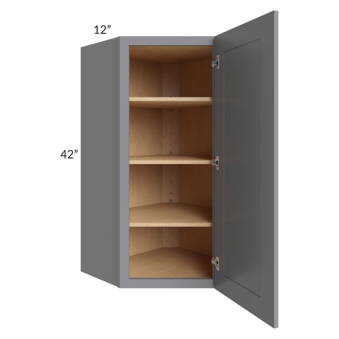 Grey Shaker 24x42 Wall Diagonal Corner Cabinet 