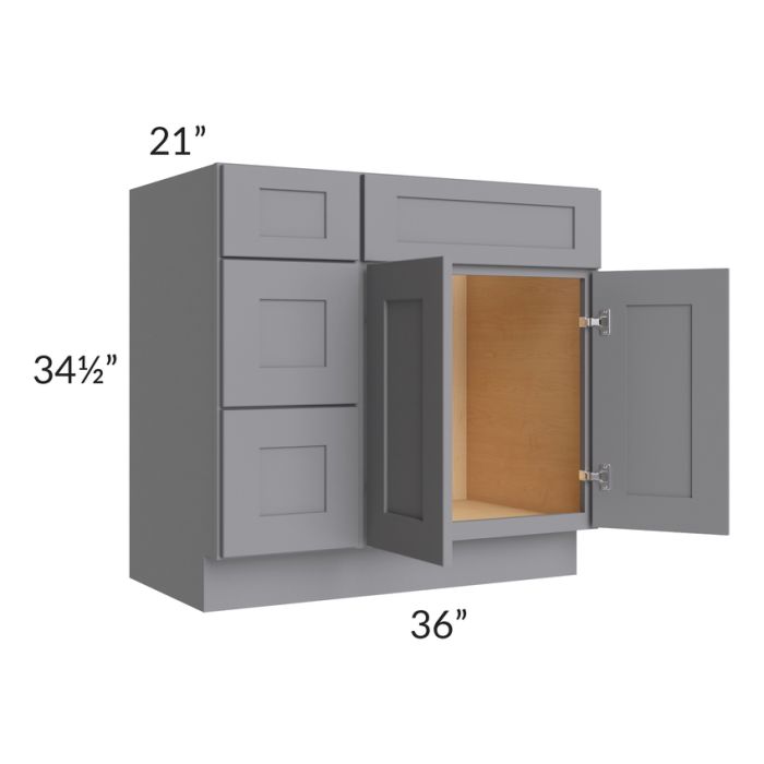 Grey Shaker 36" Vanity Base Cabinet