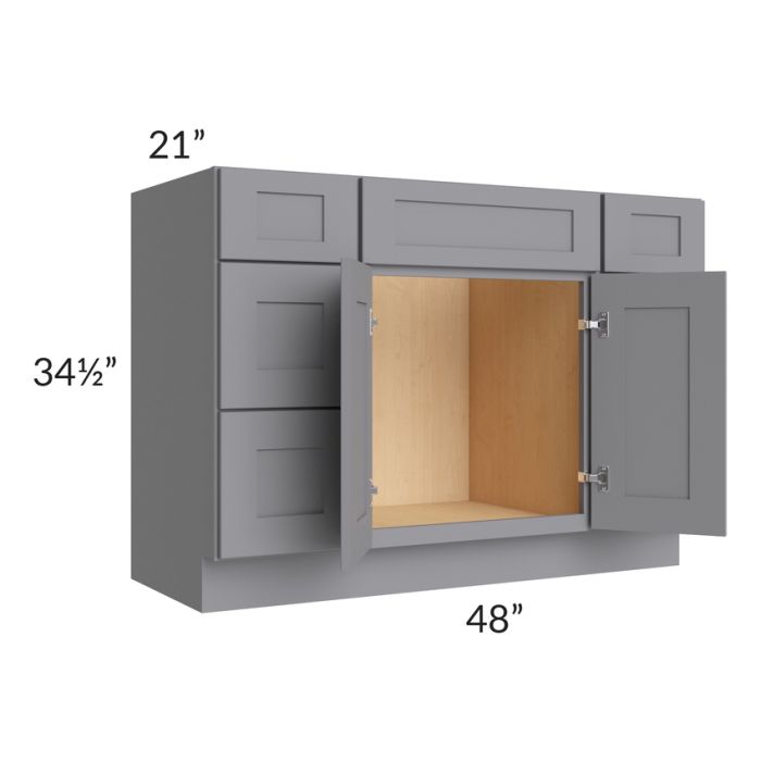 Graphite Grey Shaker 48" Vanity Base Cabinet