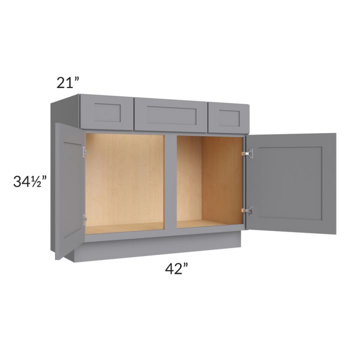 Grey Shaker 42" Vanity Base Cabinet