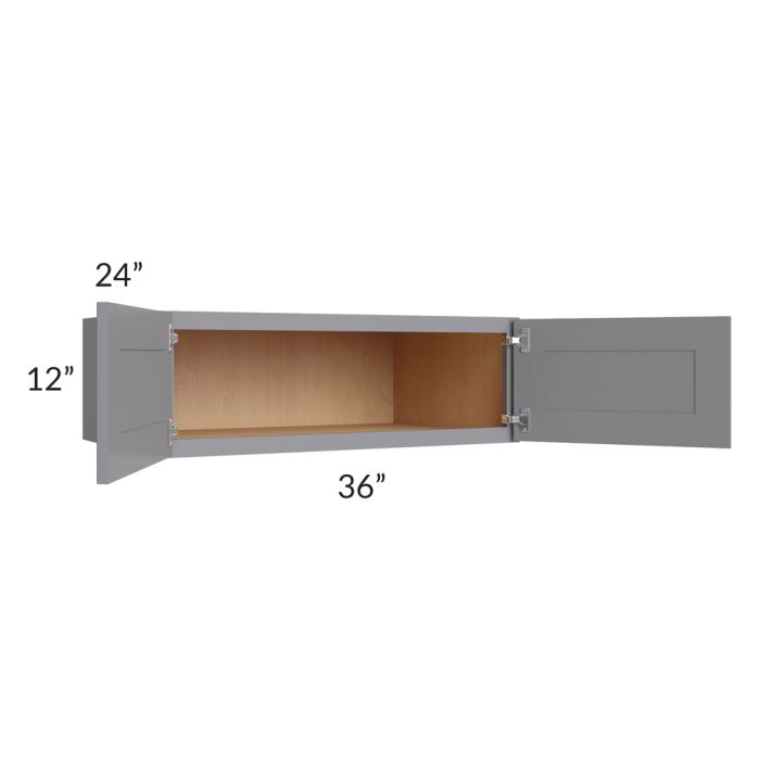 Grey Shaker 36x12x24 Wall Cabinet 