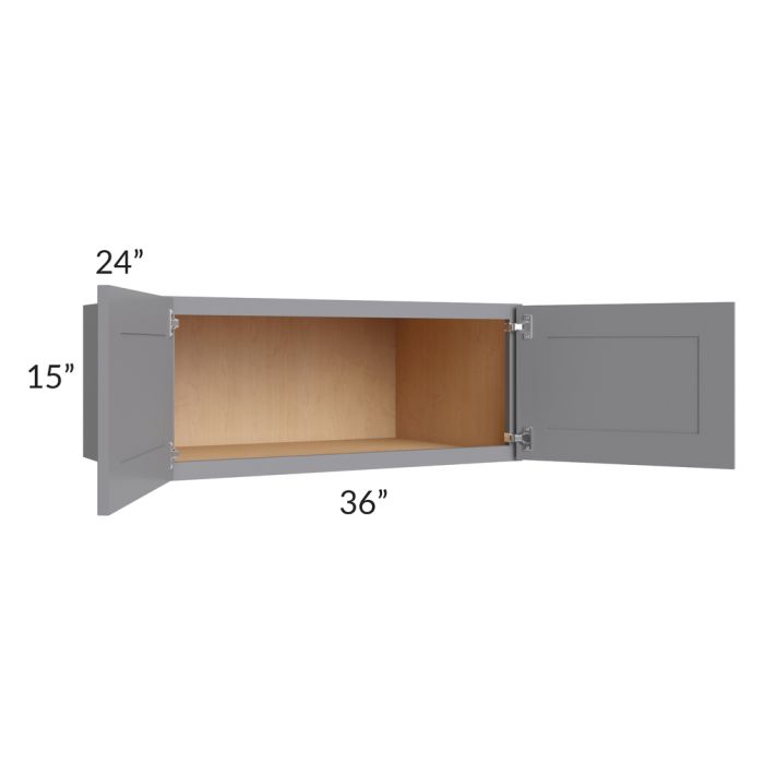 Grey Shaker 36x15x24 Wall Cabinet 